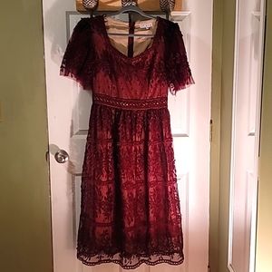 Ivy City Co Burgandy Lace Dress Size Medium